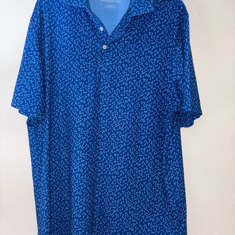 Southern Tide Blue Pattern Polo Shirt